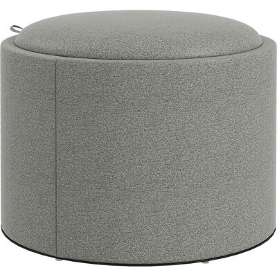 KELLANY Ottomana, Taburete Redondo Acolchado Con Almacenamiento Y Tapa Abatible En Aspecto De Lino Gris Ø56 X 42 Cm Para Sala De Estar Y Dormitorio KELLANY Ottomana, Taburete Redondo Acolchado Con Almacenamiento Y Tapa Abatible En Aspecto De Lino Gris Ø56 X 42 Cm Para Sala De Estar Y Dormitorio