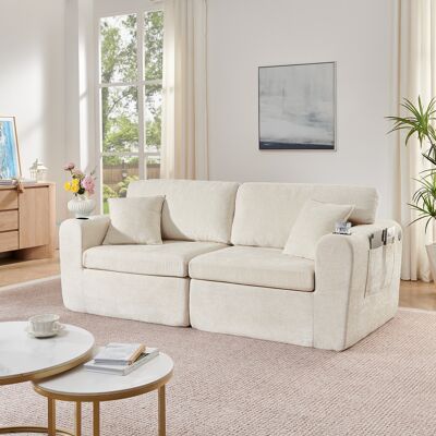 KELLANY Sofá Reclinable De 2 Plazas Para Espacios Pequeños, De Suave Tela De Chenilla, Equipado Con Un Bolsillo Lateral Para Revistas, Portavasos Y Cojines, Adecuado Para Salas De Estar, Oficinas, Habitacione KELLANY Sofá Reclinable De 2 Plazas Para Espacios Pequeños, De Suave Tela De Chenilla, Equipado Con Un Bolsillo Lateral Para Revistas, Portavasos Y Cojines, Adecuado Para Salas De Estar, Oficinas, Habitacione