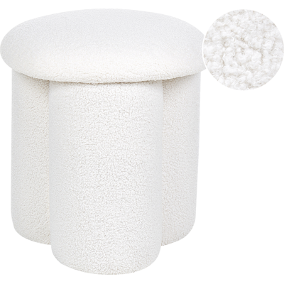 Beliani Pufredondo de Bouclé Blanco - Puf Beliani Pufredondo de Bouclé Blanco - Puf
