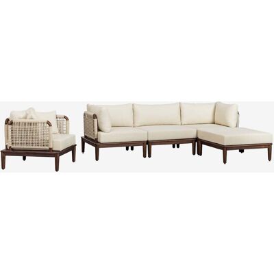 Conjunto De Jardín Con Sofá Modular De 3 Piezas Con 2 Sillones Esquineros, Puff Y Sillón En Acacia Giulia Sklum Conjunto De Jardín Con Sofá Modular De 3 Piezas Con 2 Sillones Esquineros, Puff Y Sillón En Acacia Giulia Sklum