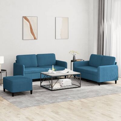 Conjunto de Sofás Azul Terciopelo VIDAXL - 3 Piezas Conjunto de Sofás Azul Terciopelo VIDAXL - 3 Piezas