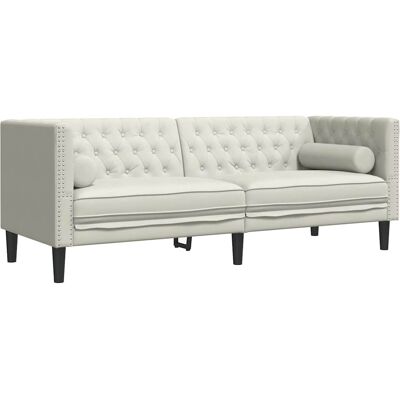 Sofá Chesterfield 3 Plazas Con Cojines Terciopelo Blanco Crema Vidaxl Sofá Chesterfield 3 Plazas Con Cojines Terciopelo Blanco Crema Vidaxl
