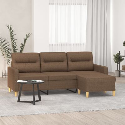 Sofá de 3 plazas marrón VIDAXL con taburete - Sofá Sofá de 3 plazas marrón VIDAXL con taburete - Sofá