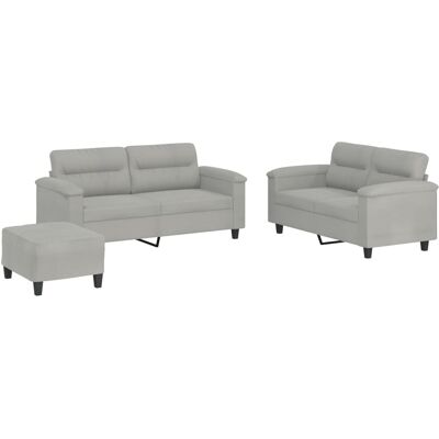 vidaXL Juego de Sofás 3 Piezas Tela Microfibra Gris Claro vidaXL Juego de Sofás 3 Piezas Tela Microfibra Gris Claro