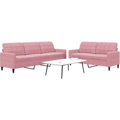 vidaXL Juego de Sofás Rosa Terciopelo 2-3 plazas vidaXL Juego de Sofás Rosa Terciopelo 2-3 plazas