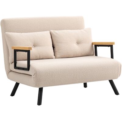 JHY DESIGN Sofá Cama De Dos Plazas De Terciopelo Con Función De Cama, Incluye Dos Cojines, Aspecto De Terciopelo, Color Natural + Beige + Negro. JHY DESIGN Sofá Cama De Dos Plazas De Terciopelo Con Función De Cama, Incluye Dos Cojines, Aspecto De Terciopelo, Color Natural + Beige + Negro.