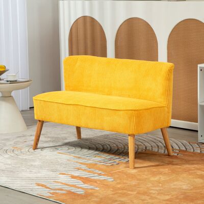 PZCC Sofá De Dos Plazas, Elegante Diseño Escandinavo, Estructura De Madera Maciza, Soporta Hasta 150 Kg, 117 X 56,5 X 77 Cm, Amarillo. PZCC Sofá De Dos Plazas, Elegante Diseño Escandinavo, Estructura De Madera Maciza, Soporta Hasta 150 Kg, 117 X 56,5 X 77 Cm, Amarillo.