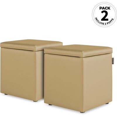 Happers - Puff Beige de Almacenamiento - Diseño Moderno Happers - Puff Beige de Almacenamiento - Diseño Moderno