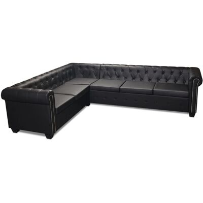HELLOSHOP26 Sofá Esquinero Chesterfield De 6 Plazas En Piel Sintética Negra 020020847 HELLOSHOP26 Sofá Esquinero Chesterfield De 6 Plazas En Piel Sintética Negra 020020847