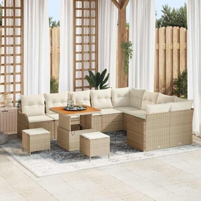 Vidaxl Conjunto De Sofá De Jardín Con Cojín 12 Pcs Beige Y Crema Vidaxl Conjunto De Sofá De Jardín Con Cojín 12 Pcs Beige Y Crema