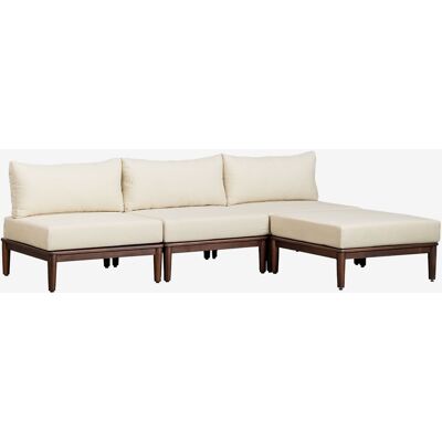 Sklum - Sofá Modular De 3 Piezas Y Puff En Acacia Giulia Sklum - Sofá Modular De 3 Piezas Y Puff En Acacia Giulia