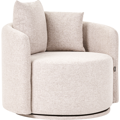 BELIANI Sillón De Tela Con Respaldo Curvo Base Giratoria De 360° 2 Cojines Beige Ennora BELIANI Sillón De Tela Con Respaldo Curvo Base Giratoria De 360° 2 Cojines Beige Ennora
