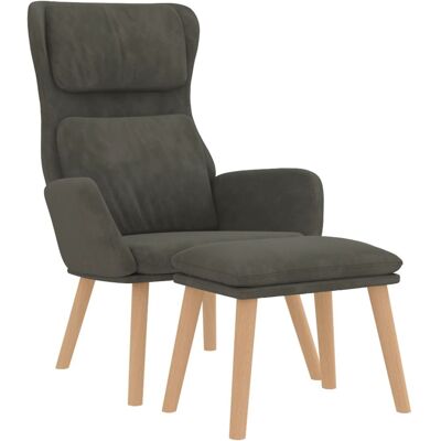 Sillón VIDAXL Gris Oscuro con Taburete - Mueble Relajante Sillón VIDAXL Gris Oscuro con Taburete - Mueble Relajante