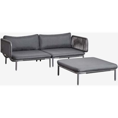 Sklum - Sofá Modular De Jardín De 2 Piezas Con 2 Sillones Esquineros Y Puff Roubly Sklum - Sofá Modular De Jardín De 2 Piezas Con 2 Sillones Esquineros Y Puff Roubly