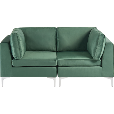 BELIANI Sofá Modular De Terciopelo 2 Plazas Seccional Patas De Metal Plateadas Verde Evja BELIANI Sofá Modular De Terciopelo 2 Plazas Seccional Patas De Metal Plateadas Verde Evja