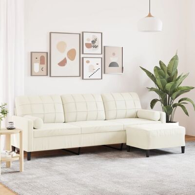 Sofá de Terciopelo 3 Plazas Vidaxl 210cm con Taburete - Sofá Sofá de Terciopelo 3 Plazas Vidaxl 210cm con Taburete - Sofá