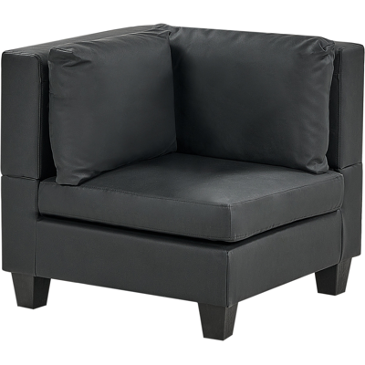 BELIANI Sillón Modular Esquinero De Piel Sintética 1 Plaza Acolchado Con Cojín Negro Unstad BELIANI Sillón Modular Esquinero De Piel Sintética 1 Plaza Acolchado Con Cojín Negro Unstad