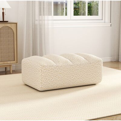 Ottomana Sin Estructura De Tejido Granulado Beige Y Blanco Havrya Ottomana Sin Estructura De Tejido Granulado Beige Y Blanco Havrya