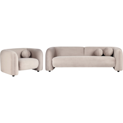 BELIANI Conjunto De Sala De Estar 4 Plazas Sofá Y Sillón Moderno De Terciopelo Con Cojines Extra Gris Pardo Leiren BELIANI Conjunto De Sala De Estar 4 Plazas Sofá Y Sillón Moderno De Terciopelo Con Cojines Extra Gris Pardo Leiren