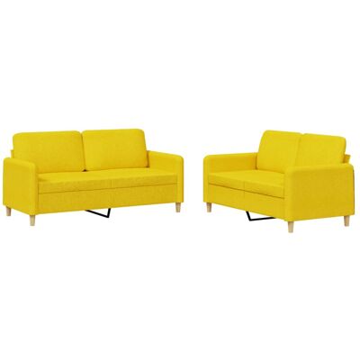 vidaXL Juego de Sofás 2 Piezas - Amarillo Claro - Set vidaXL Juego de Sofás 2 Piezas - Amarillo Claro - Set