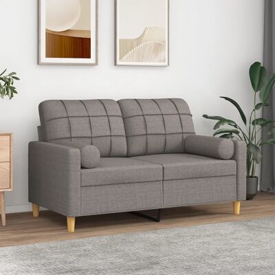 Sofá de tela taupe para 2 plazas con cojines - Sofa Sofá de tela taupe para 2 plazas con cojines - Sofa