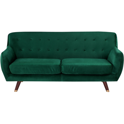 BELIANI Sofá 3 Plazas Verde Tapizado En Tela Respaldo Acolchado Abotonado Asiento Acolchado Patas De Madera Bodo BELIANI Sofá 3 Plazas Verde Tapizado En Tela Respaldo Acolchado Abotonado Asiento Acolchado Patas De Madera Bodo