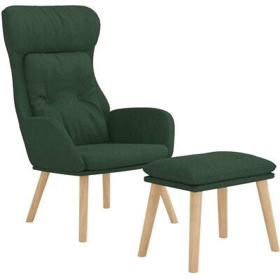 VIDAXL Sillón de relax con reposapiés - Tela duradera Verde Oscuro VIDAXL Sillón de relax con reposapiés - Tela duradera Verde Oscuro