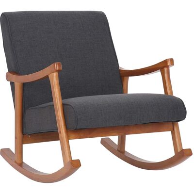 DÉCOSHOP26 Illa Mecedora Estilo Rocking Chair De Tela Gris Oscuro Y Pata De Madera Fab1006 DÉCOSHOP26 Illa Mecedora Estilo Rocking Chair De Tela Gris Oscuro Y Pata De Madera Fab1006