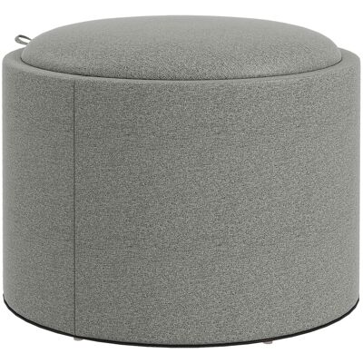 Ottomana Redonda Con Almacenaje Gris Efecto Lino 56 X 42 Cm Homvra Ottomana Redonda Con Almacenaje Gris Efecto Lino 56 X 42 Cm Homvra