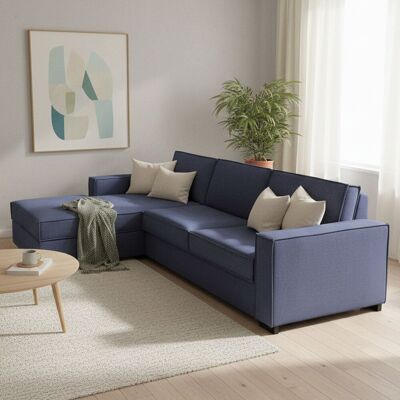 TALAMO ITALIA - Sofá Cama Adelina - Azul - Estructura Metálica - 2 Plazas - Respaldo Plegable - Diseño Italiano TALAMO ITALIA - Sofá Cama Adelina - Azul - Estructura Metálica - 2 Plazas - Respaldo Plegable - Diseño Italiano