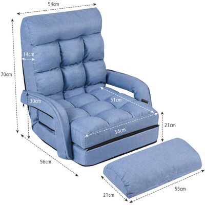 HELLOSHOP26 Sillón Convertible 54 X 56 X 70 Cm 5 Posiciones Ajustables Cómodo Estilo Moderno Lino Azul 200012077 HELLOSHOP26 Sillón Convertible 54 X 56 X 70 Cm 5 Posiciones Ajustables Cómodo Estilo Moderno Lino Azul 200012077