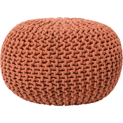 BELIANI Puf Otomana Cobrizo Tejido De Algodón Relleno De Eps Reposapiés Pequeño Redondo 50 X 35 Cm Conrad BELIANI Puf Otomana Cobrizo Tejido De Algodón Relleno De Eps Reposapiés Pequeño Redondo 50 X 35 Cm Conrad