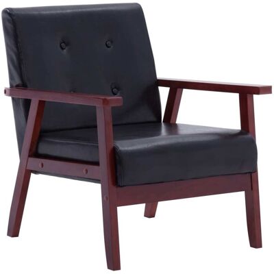 Décoshop26 - Sillón Lounge De Diseño Retro Y Moderno Con Respaldo Acolchado En Estructura De Madera De Pvc Negro Dec028656 Décoshop26 - Sillón Lounge De Diseño Retro Y Moderno Con Respaldo Acolchado En Estructura De Madera De Pvc Negro Dec028656