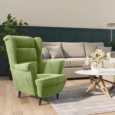 VIDAXL Nova - Sillón de terciopelo con respaldo alto - Verde claro - Sillón VIDAXL Nova - Sillón de terciopelo con respaldo alto - Verde claro - Sillón