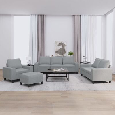 Conjunto de Sofás de Tela Gris Claro 4 Piezas - Sofá Conjunto Conjunto de Sofás de Tela Gris Claro 4 Piezas - Sofá Conjunto