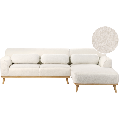 Beliani Sofá esquina beige de bouclé - Sofá Beliani Sofá esquina beige de bouclé - Sofá