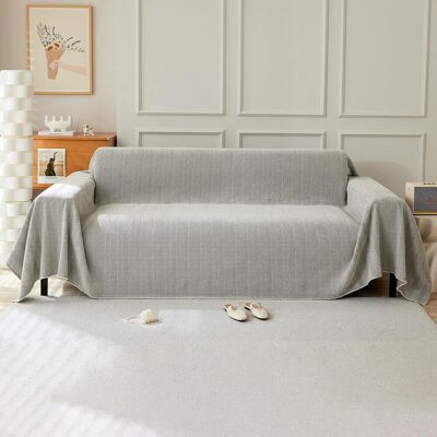 OEM Funda Lavable Para Sofá De Chenilla, Color Liso Con Borlas Decorativas, 180 X 420 Cm, Gris Claro. OEM Funda Lavable Para Sofá De Chenilla, Color Liso Con Borlas Decorativas, 180 X 420 Cm, Gris Claro.