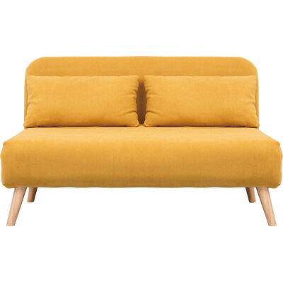 MILIBOO Banco Convertible 2 Plazas En Tejido Efecto Terciopelo Amarillo Mostaza Amiko MILIBOO Banco Convertible 2 Plazas En Tejido Efecto Terciopelo Amarillo Mostaza Amiko
