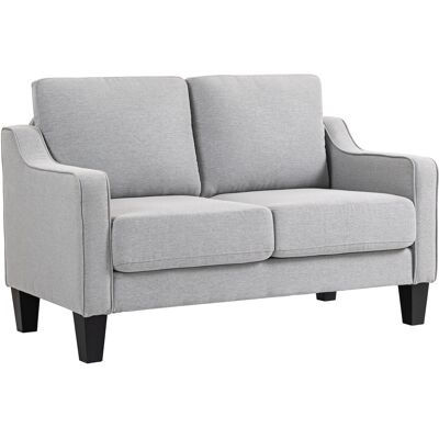 JHY DESIGN Sofá Moderno De 2 Plazas Que Ahorra Espacio, Tapizado En Tela Efecto Lino, 136 X 77 X 86 Cm, Gris Claro. JHY DESIGN Sofá Moderno De 2 Plazas Que Ahorra Espacio, Tapizado En Tela Efecto Lino, 136 X 77 X 86 Cm, Gris Claro.