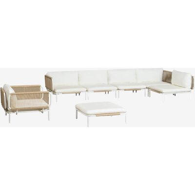 Conjunto De Jardín Con Sofá Modular Rinconera De 5 Piezas, Puff Y Sillón En Acero Roubly Sklum Conjunto De Jardín Con Sofá Modular Rinconera De 5 Piezas, Puff Y Sillón En Acero Roubly Sklum