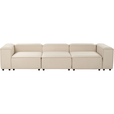 BELIANI Sofá Modular 3 Plazas Moderno Patas Negras Tapizado Tela Poliéster Beige Ardal BELIANI Sofá Modular 3 Plazas Moderno Patas Negras Tapizado Tela Poliéster Beige Ardal
