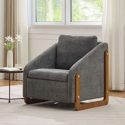 HAUSS SPOLE Sillón Reclinable Tapizado, Madera, Con Cojín De Respaldo, Tejido Chenilla, 73,5x73,5x73,5 Cm, Gris HAUSS SPOLE Sillón Reclinable Tapizado, Madera, Con Cojín De Respaldo, Tejido Chenilla, 73,5x73,5x73,5 Cm, Gris