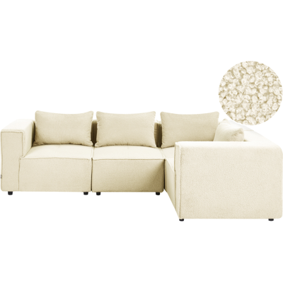BELIANI Sofá Esquinero Izquierdo Moderno 4 Plazas Modular Tapizado De Bouclé Blanco Crema Axebo BELIANI Sofá Esquinero Izquierdo Moderno 4 Plazas Modular Tapizado De Bouclé Blanco Crema Axebo