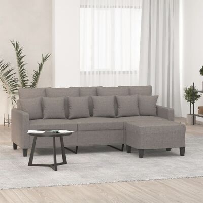 Sofá de 3 plazas con taburete gris taupe de vidaXL - Sofá Sofá de 3 plazas con taburete gris taupe de vidaXL - Sofá
