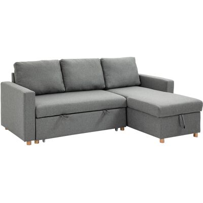 JHY DESIGN Sofá Cama Esquinero De 3 Plazas, Cama Modular Con Chaise Longue Reversible, Tejido De Lino Gris. JHY DESIGN Sofá Cama Esquinero De 3 Plazas, Cama Modular Con Chaise Longue Reversible, Tejido De Lino Gris.