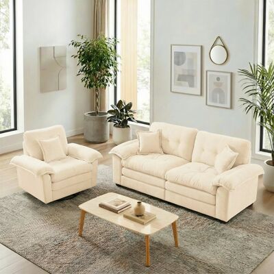 KELLANY Conjunto De Sofá De Chenilla De 2 Piezas: Sofá Individual + Sofá De Dos Plazas Con Cojines De Asiento De Doble Capa Y Almohadas Decorativas, Sofá Bajo Para Sala De Estar, Apartamento, Oficina O Salón. KELLANY Conjunto De Sofá De Chenilla De 2 Piezas: Sofá Individual + Sofá De Dos Plazas Con Cojines De Asiento De Doble Capa Y Almohadas Decorativas, Sofá Bajo Para Sala De Estar, Apartamento, Oficina O Salón.