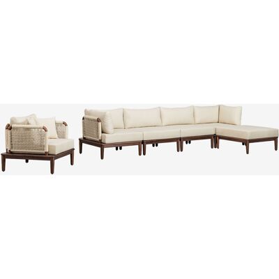 Sklum - Conjunto De Jardín Con Sofá Modular De 4 Piezas Con 2 Sillones Esquineros,puff Y Sillón En Acacia Giulia Sklum - Conjunto De Jardín Con Sofá Modular De 4 Piezas Con 2 Sillones Esquineros,puff Y Sillón En Acacia Giulia