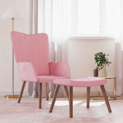 Sillón relax con taburete rosa terciopelo - vidaXL - Sillón reclinable Sillón relax con taburete rosa terciopelo - vidaXL - Sillón reclinable