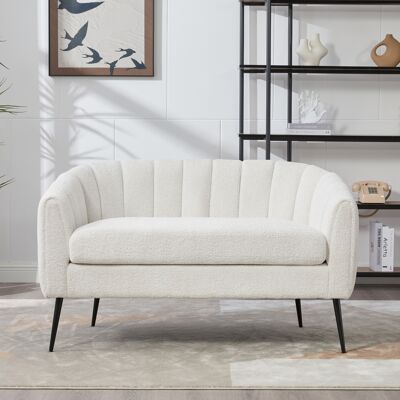 YULINLAND Sofá De 2 Plazas Con Chaise Longue De Cinilla, Diseño Moderno Y Elegante Con Patas De Metal, Color Marfil, Ideal Para Espacios Reducidos YULINLAND Sofá De 2 Plazas Con Chaise Longue De Cinilla, Diseño Moderno Y Elegante Con Patas De Metal, Color Marfil, Ideal Para Espacios Reducidos