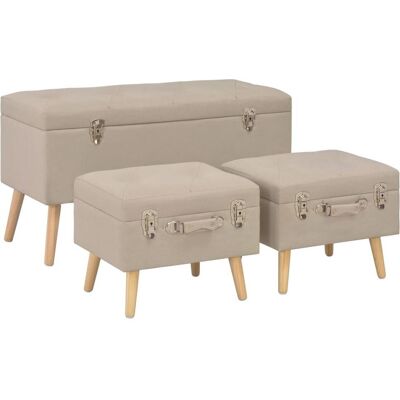 HELLOSHOP26 Banco Puf Taburete Con Almacenaje 3 Piezas Tela Beige 3002089 HELLOSHOP26 Banco Puf Taburete Con Almacenaje 3 Piezas Tela Beige 3002089